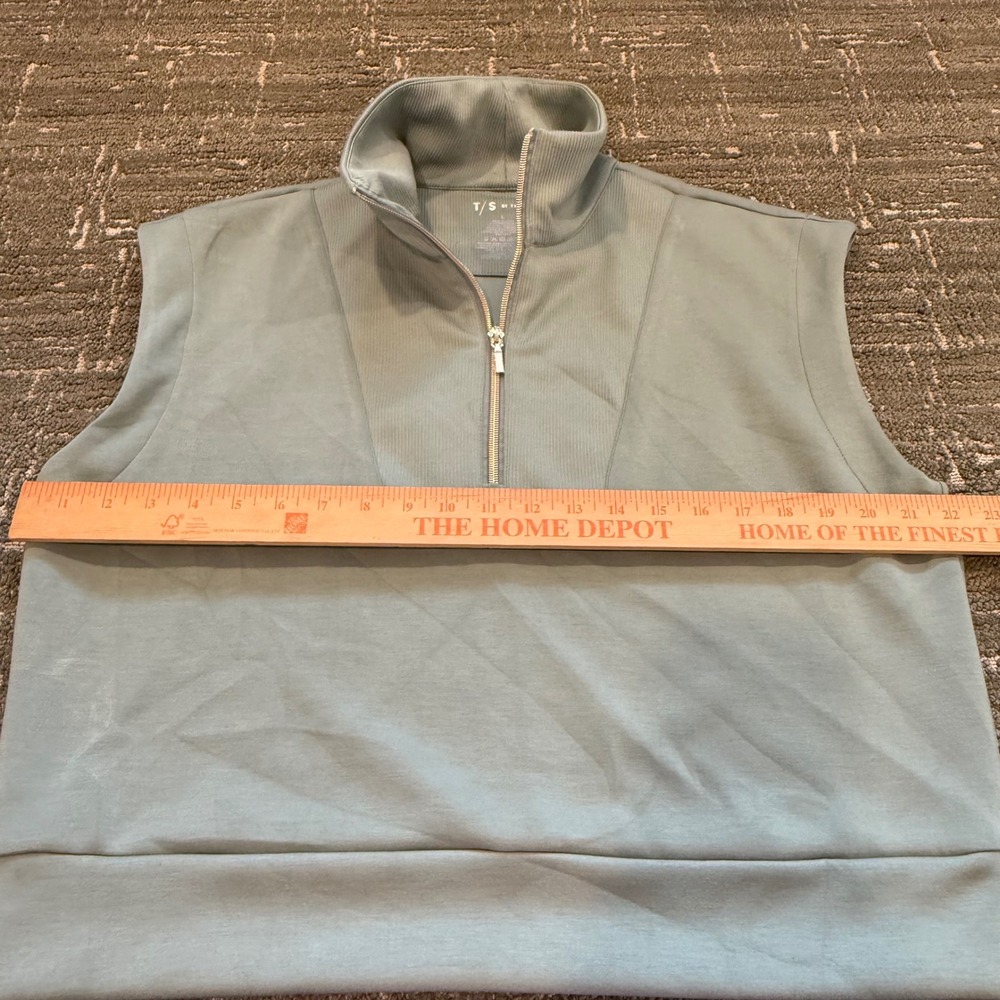 T/S By Thrive Womens Sage Green Quarter Zip Sleeveless Sweatshirt Large - Picture 3 of 3
